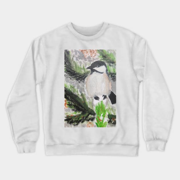 Black Capped Chickadee Crewneck Sweatshirt by Spiritjay